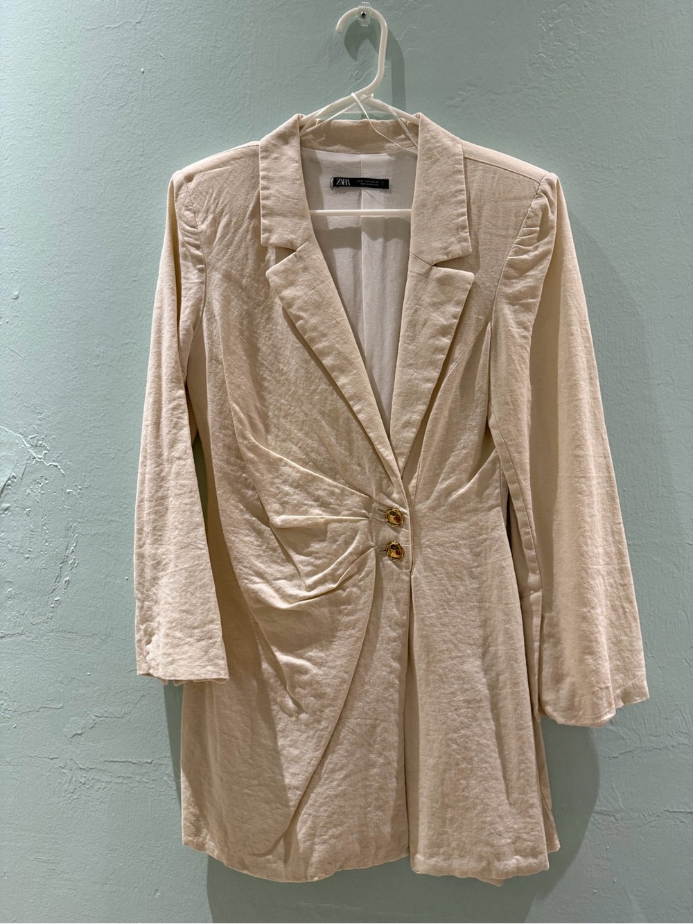 Zara Off-White Lightweight Shirt Dress